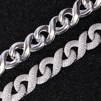 Hip Hop S925 Silver Moissanite Ice Crystal Infinity Necklace 13mm