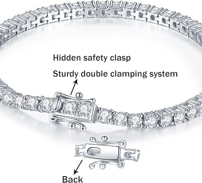 Moissanite Tennis Bracelet for Women Princess square cut 0.2ct S925 sterling silver moissanite bracelet