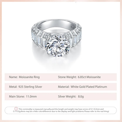5 Carats Moissanite Diamond Wedding Band Ring for Women 11.0mm 925 Sterling Silver Fine Jewelry