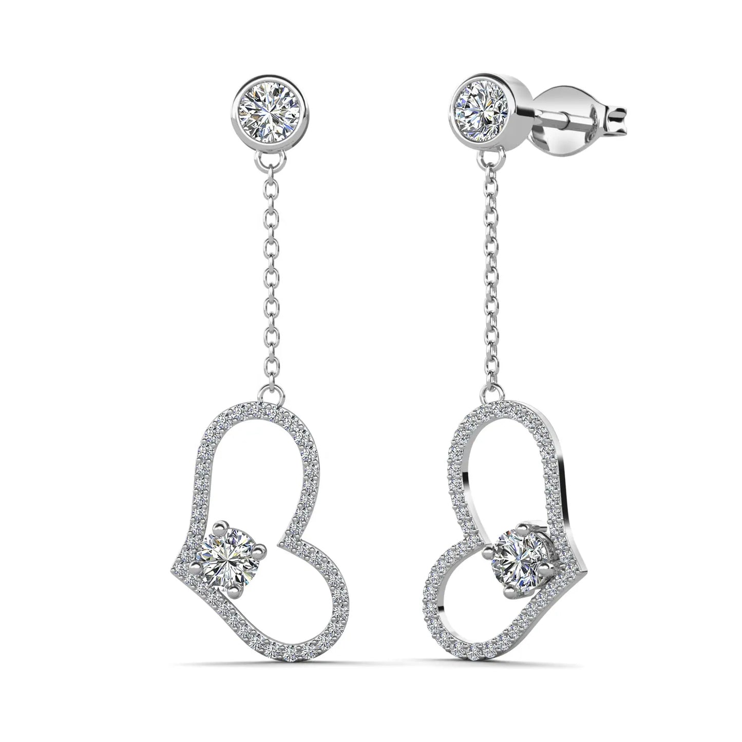 4 * 0.5CT Moissanite Diamond Earrings -925 Sterling Silver D Color VVS Long Drop Heart Earrings Jewellery for Women
