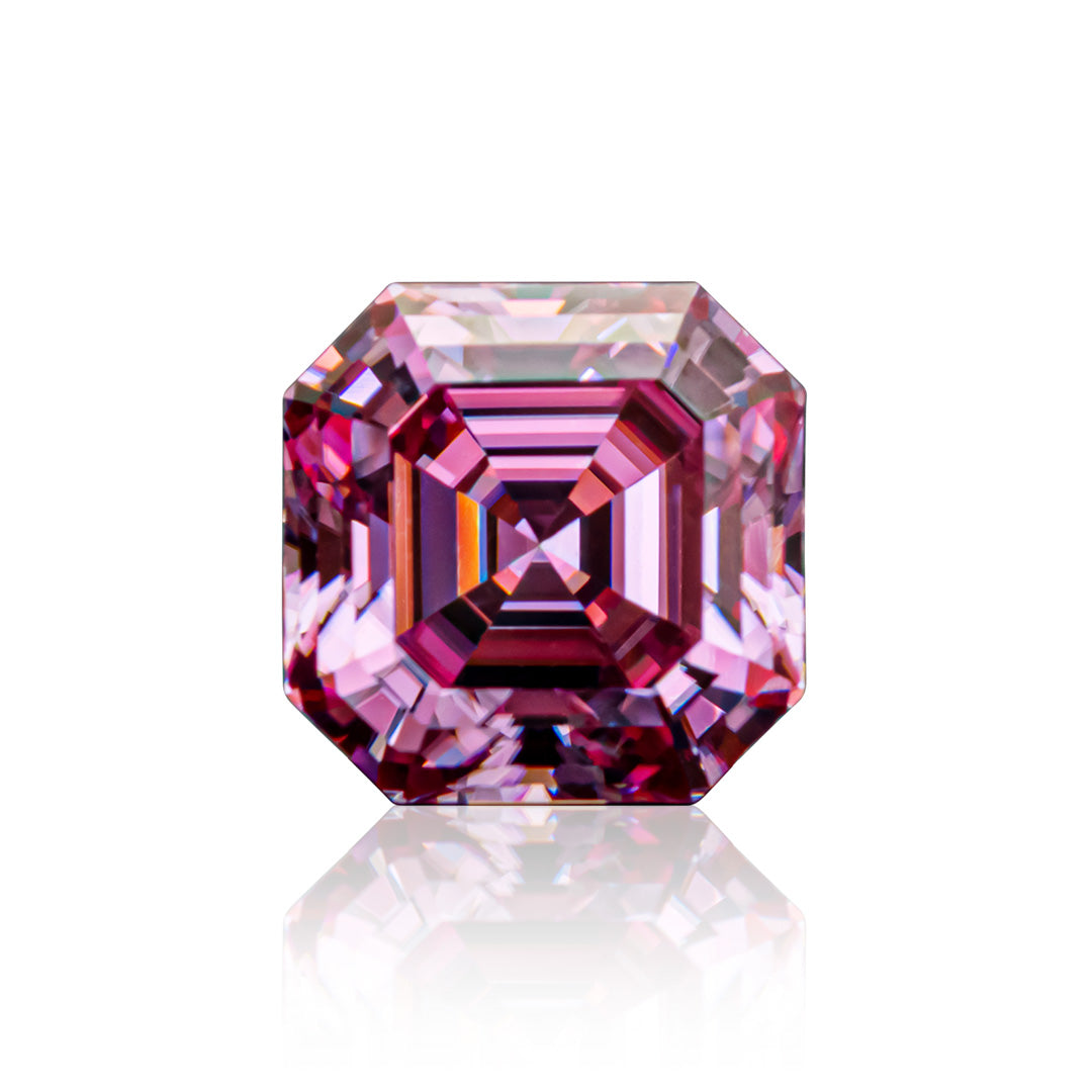 Asscher Cut Coated Pink Loose Moissanite Stone