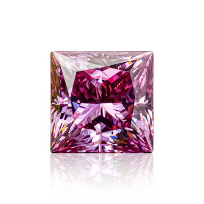 Moissanite Loose Stone Princess Cut Coated Pink