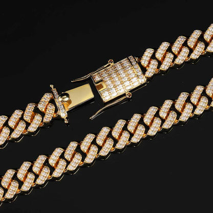 Hip-Hop Jewelry Cuban Chain Necklace Marquise 12mm Rhombus