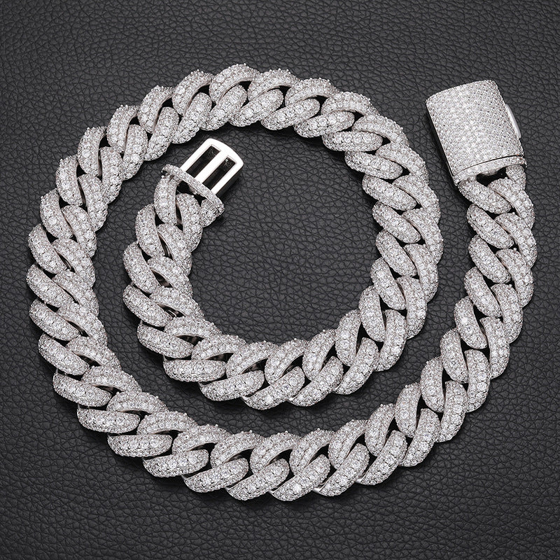 Hip-Hop Luxury Men's Necklace 18mm Necklace Bubble Zircon Chain