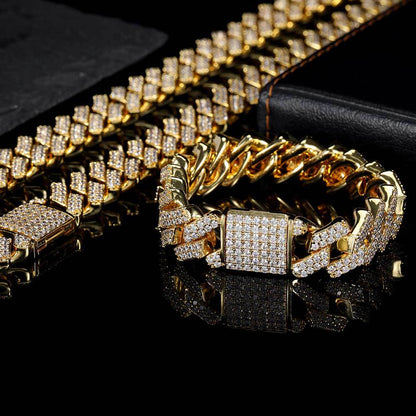 Hip Hop 16mm Zircon Copper Inlaid Men's Bracelet