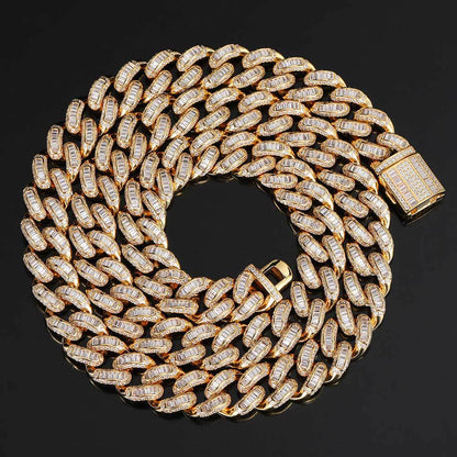 Hip-Hop Jewelry Square Zircon 12mm Cuban Necklaces