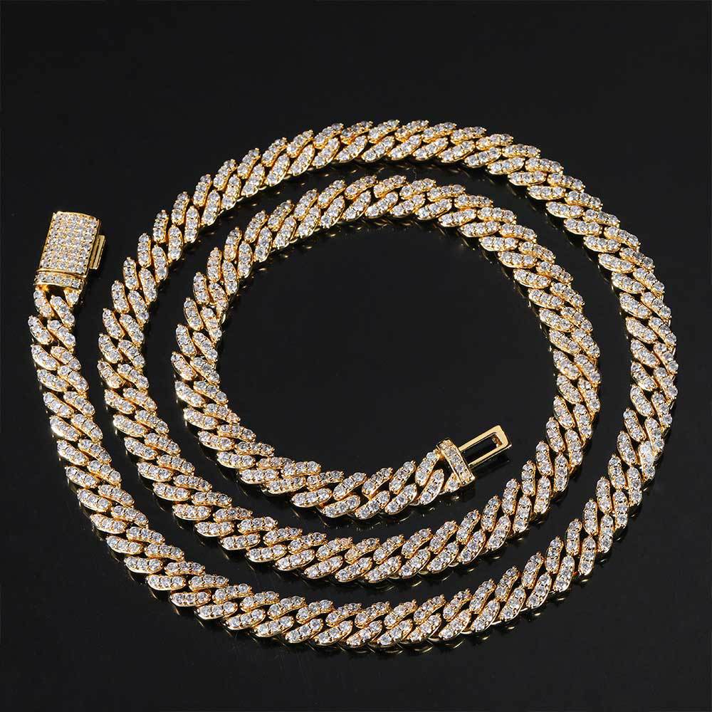 Hip-Hop Buckle Necklaces Single Row Zircon Cuban Chain 8mm