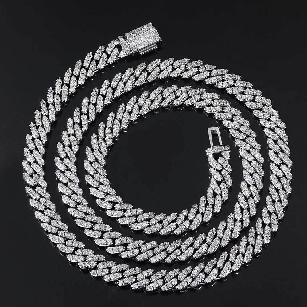 Hip-Hop Buckle Necklaces Single Row Zircon Cuban Chain 8mm