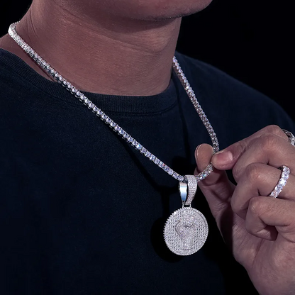 Moissanite Pendant Disc Fist Pendant 925 Sterling Silver Jewelry