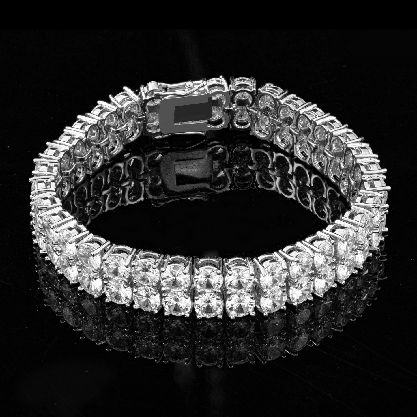 Moissanite Bracelet Double-Row 10mm S925 Silver Chain