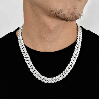 Hip-Hop Cuban Chain Jewelry Four Rows Full of Diamond Necklace 12mm,15mm,18mm