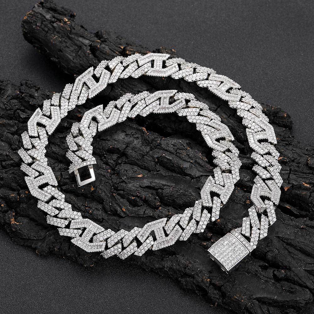 Hip Hop Men's Necklace 15mm Cuban Chain Rhombus Necklace Fashion Jewelry