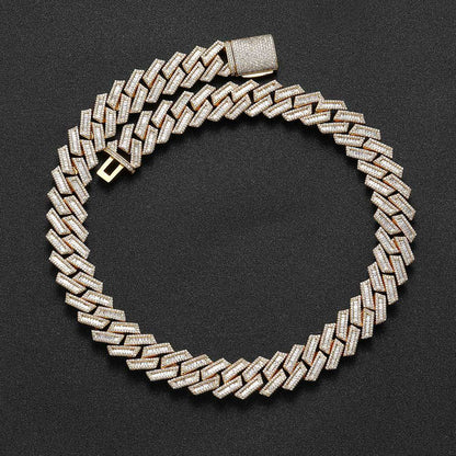 Hip Hop Men's Necklace 18mm Square Zircon Rhomboid Cuban Chain