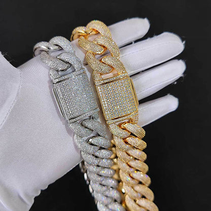 Hip Hop Men's Zircon Thick Necklace 25mm Diamond Bubble Cuban Chain Jewelry