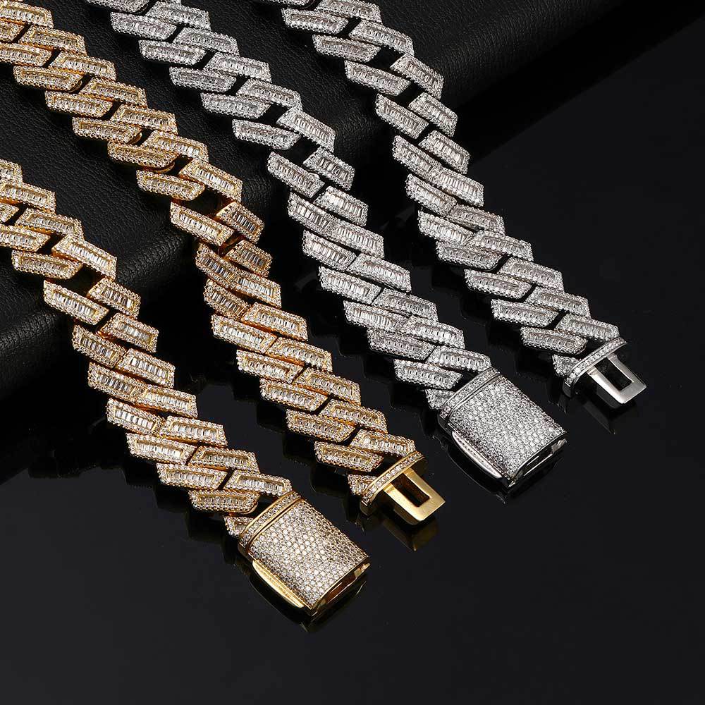 Hip Hop Men's Necklace 18mm Square Zircon Rhomboid Cuban Chain