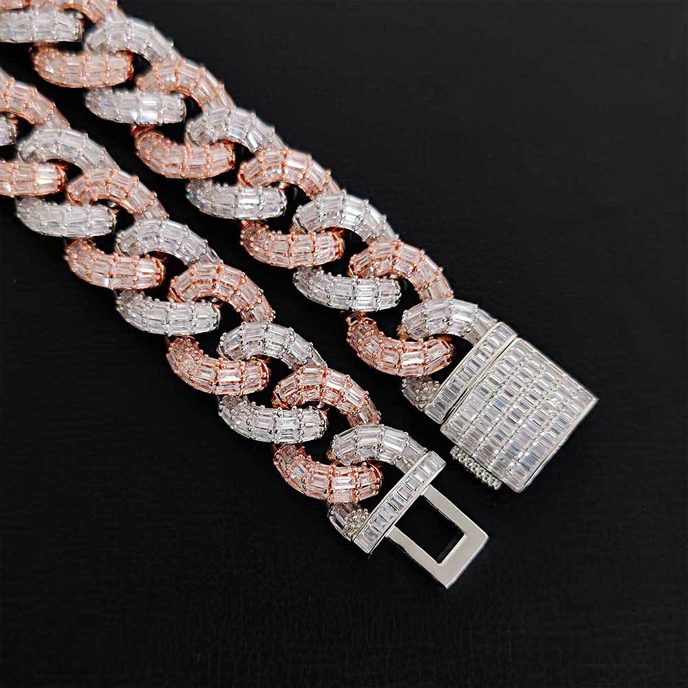 Hip Hop Men's Necklace Cubic Zircon Clavicle Golden Necklaces Jewelry 21mm