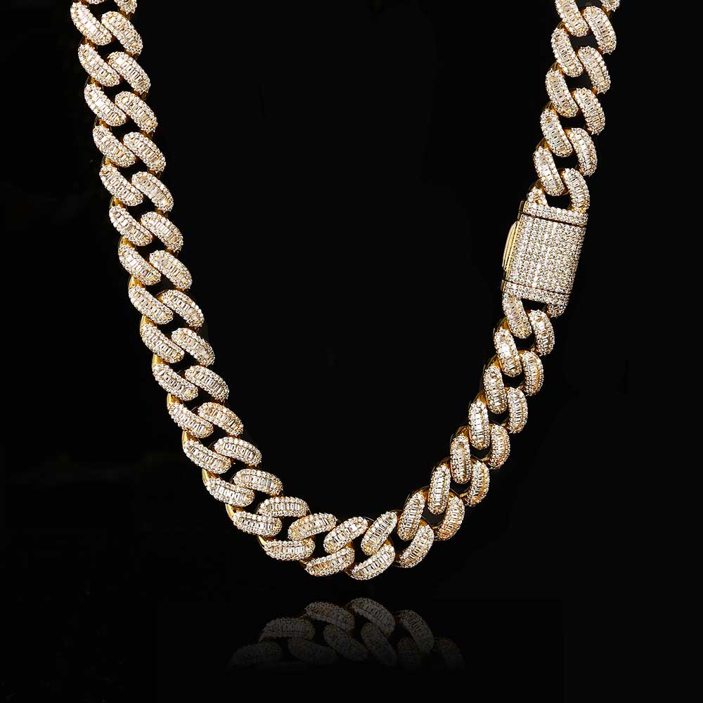Hip-Hop Jewelry 15mm Zircon Cuban Necklace/Bracelet