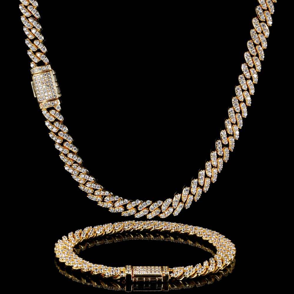 Hip Hop Men's Necklace Personality 8mm Flip Buckle Single Row Zircon Cuban Necklace