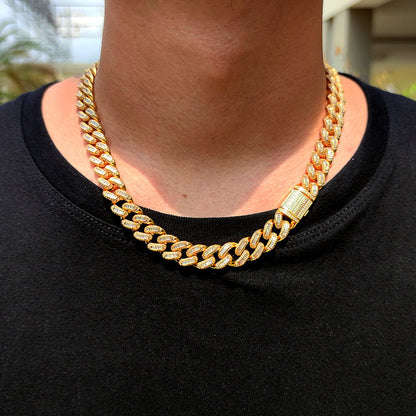 Hip-Hop Jewelry Square Zircon 12mm Cuban Necklaces