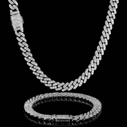 Hip-Hop Buckle Necklaces Single Row Zircon Cuban Chain 8mm