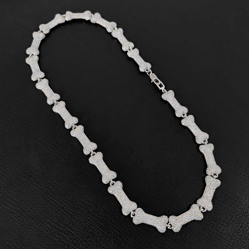 Hip Hop Men's Necklace Buckle Bone Necklace 10mm Jewelry Accessories