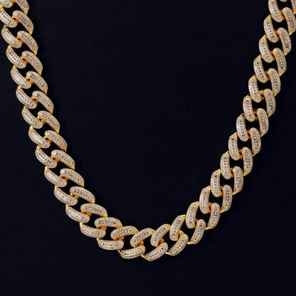 Hip Hop Men's Necklace Luxury Golden Cubic Zirconia Cuban Necklace 20mm Jewelry