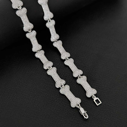 Hip Hop Men's Necklace Buckle Bone Necklace 10mm Jewelry Accessories