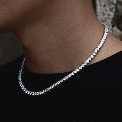 Hip-Hop Necklace 4mm 3-Claw Single Row Diamond Tennis Chain jewelry