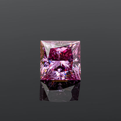 Moissanite Loose Stone Princess Cut Coated Pink