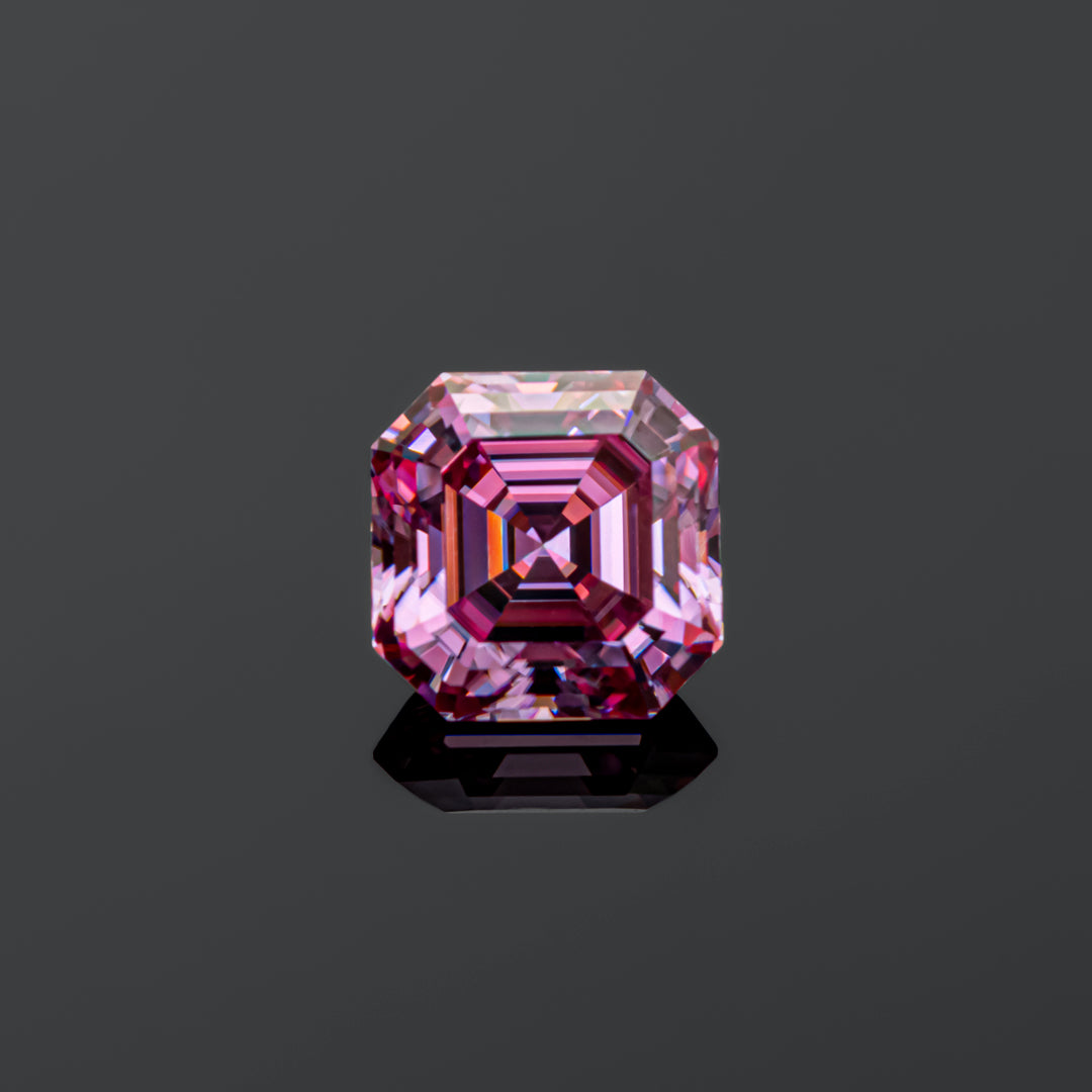 Asscher Cut Coated Pink Loose Moissanite Stone