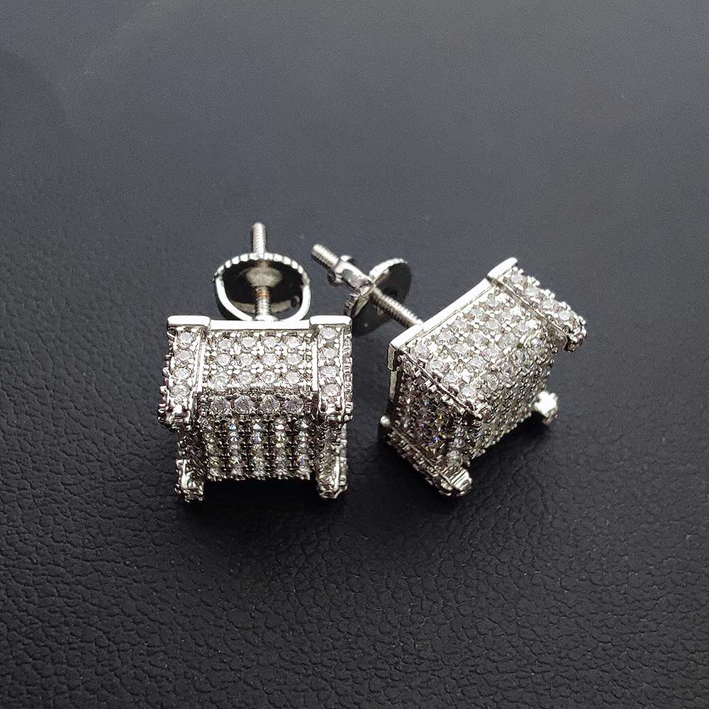 Hip-Hop Zircon Square Earrings Claws Square Earrings
