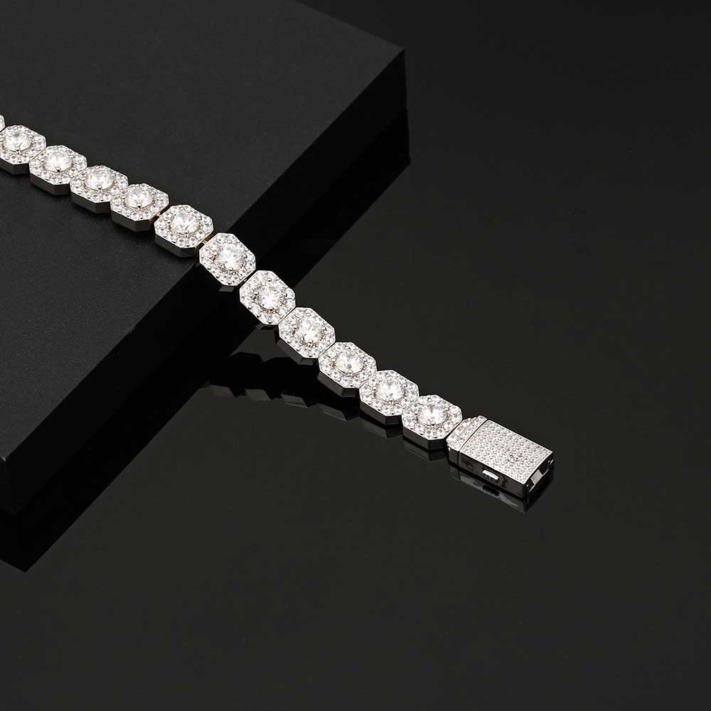 Hip Hop Men's Necklace Luxury Square Rock Sugar Chain Zircon Necklace