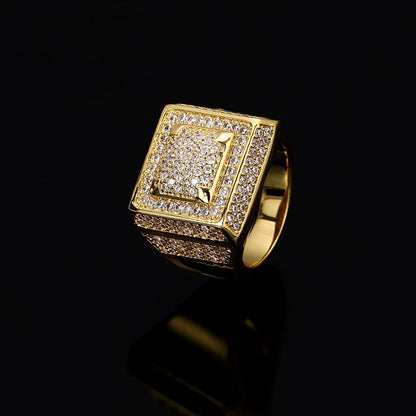 Hip Hop Men's Ring Luxury Square Zircon Rings