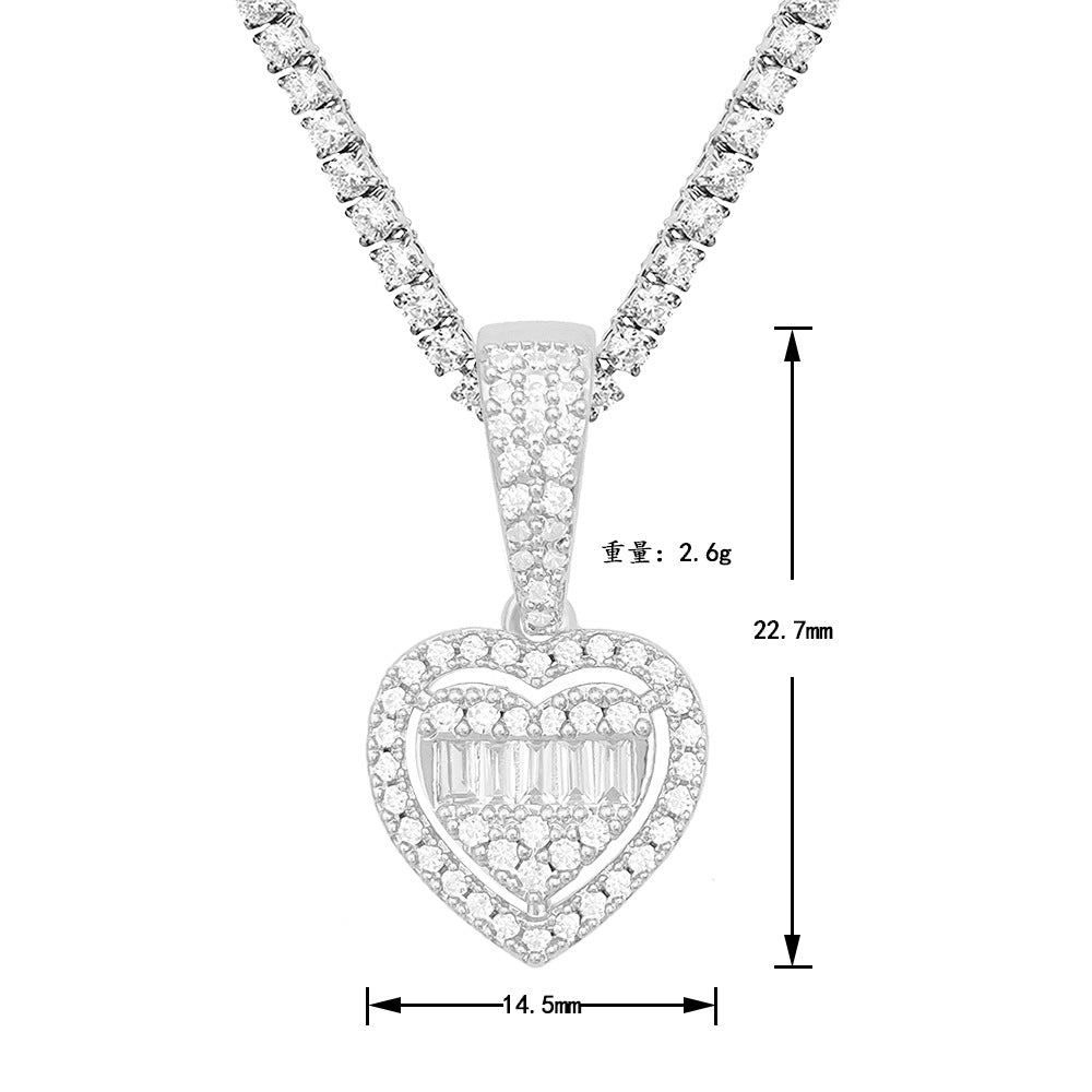 New Moissanite Pendant for Women S925 Silver Heart-Shaped Pendant