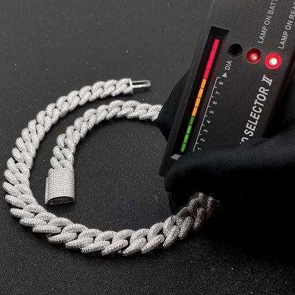 Fashion Men's Hip Hop  S925 Silver Moissanite Necklace 15mm