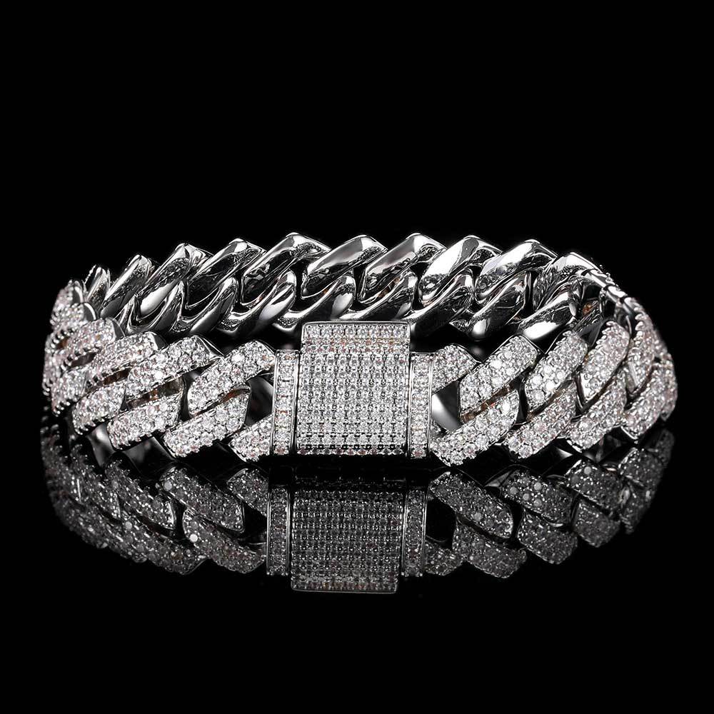 Hip Hop Men's Bracelet Zircon Hand Chain 14mm
