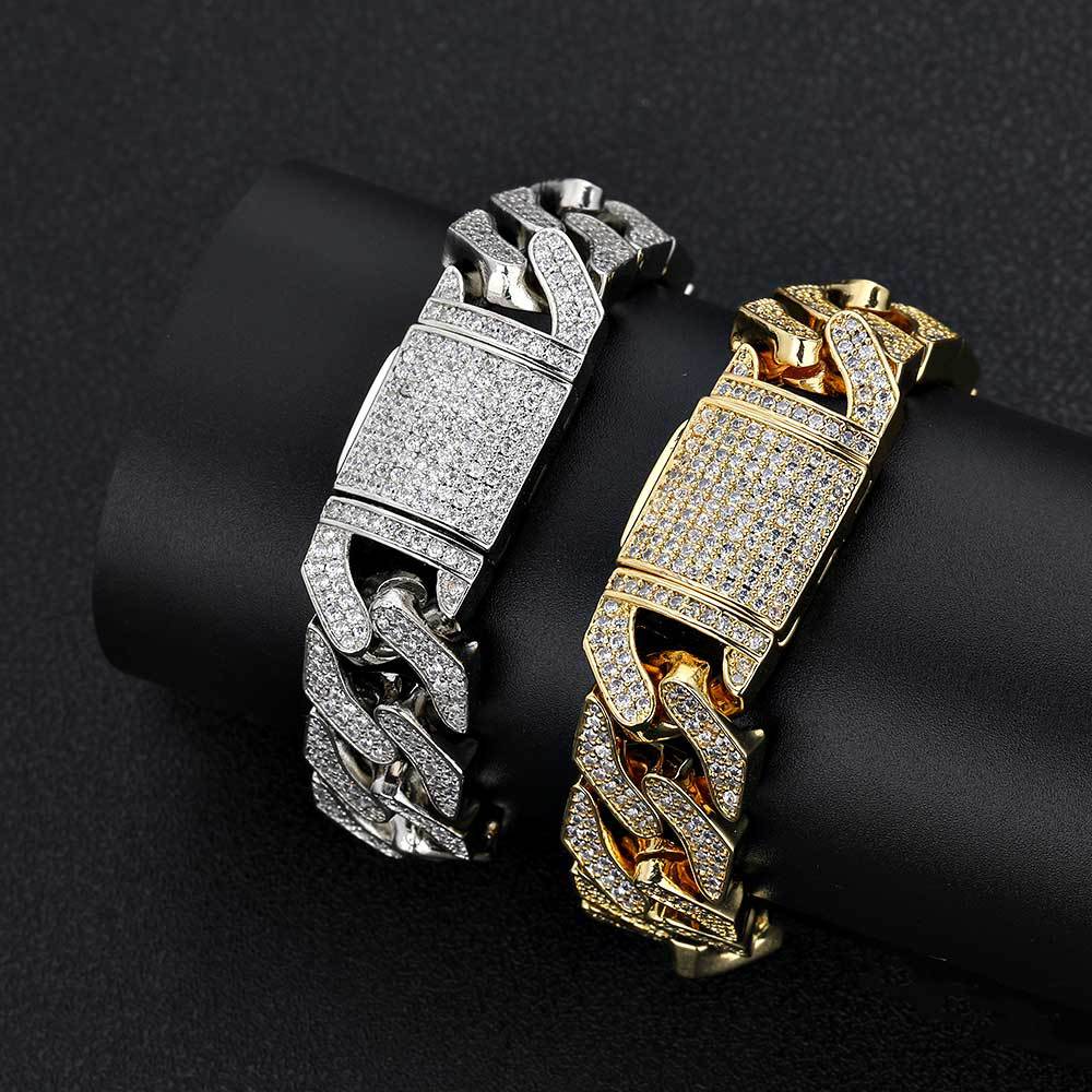 Hip Hop 16mm Copper Inlaid Zircon Bracelet
