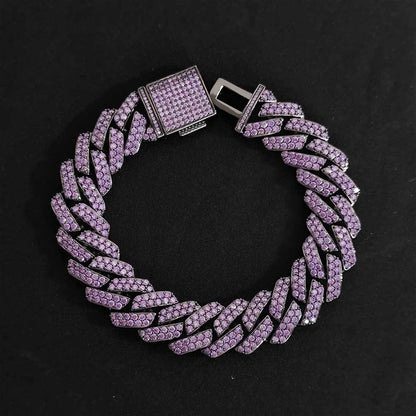 Hip Hop Fashion Bracelet Double Row Copper Inlaid Zircon Purple Diamond Bracelet