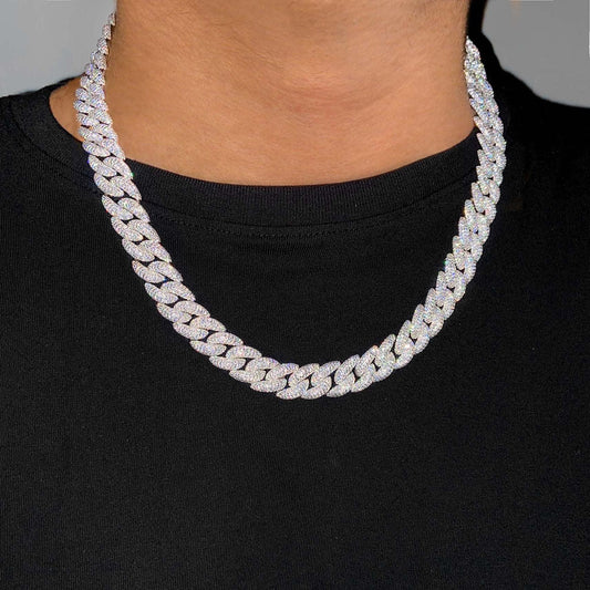 Fashion Men's Hip Hop  S925 Silver Moissanite Necklace 15mm