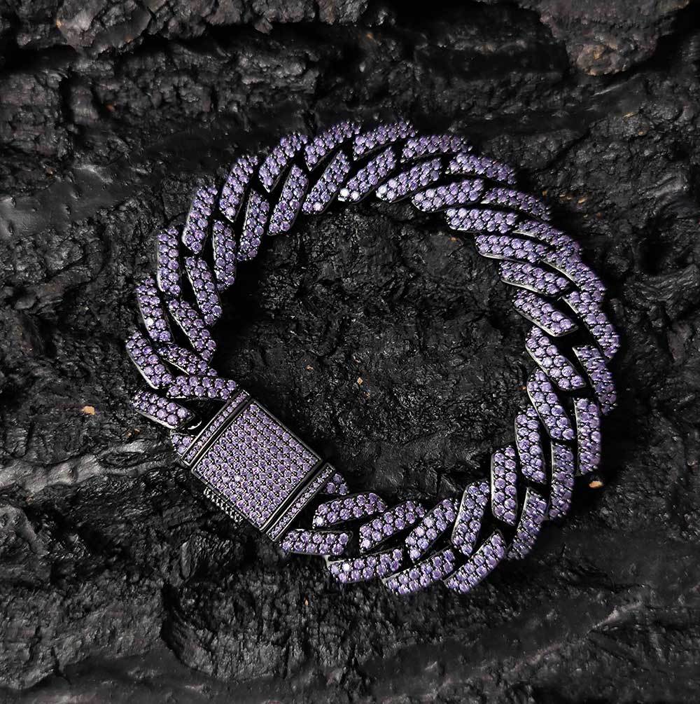 Hip Hop Fashion Bracelet Double Row Copper Inlaid Zircon Purple Diamond Bracelet