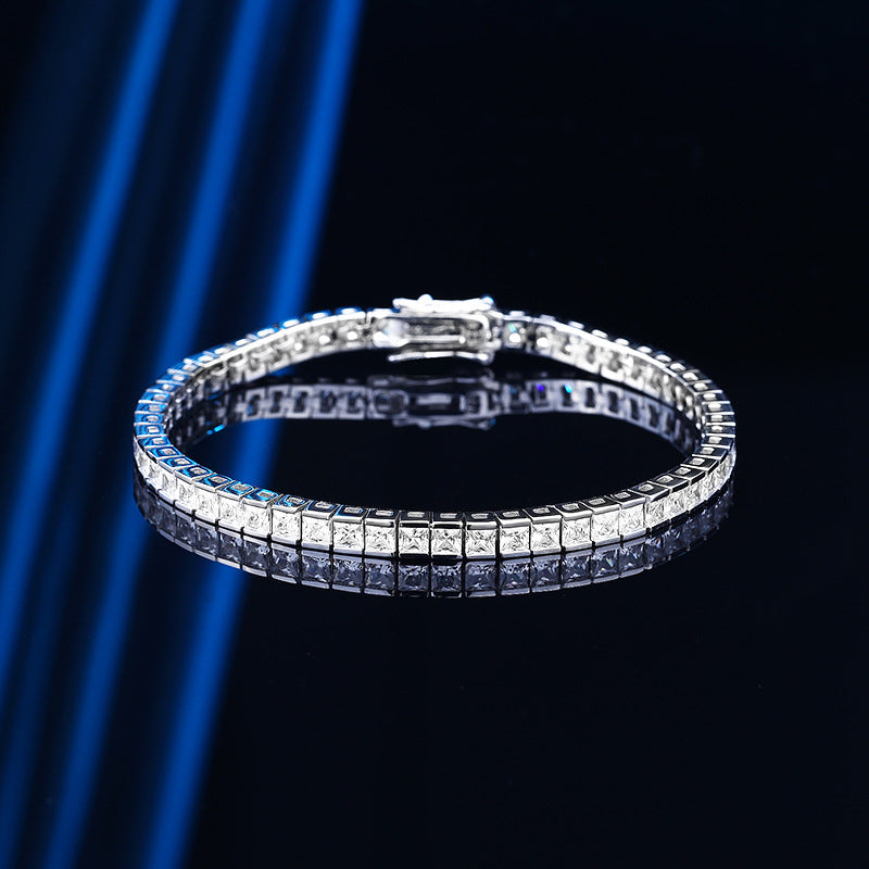 Moissanite Tennis Bracelet for Women Princess square cut 0.2ct S925 sterling silver moissanite bracelet