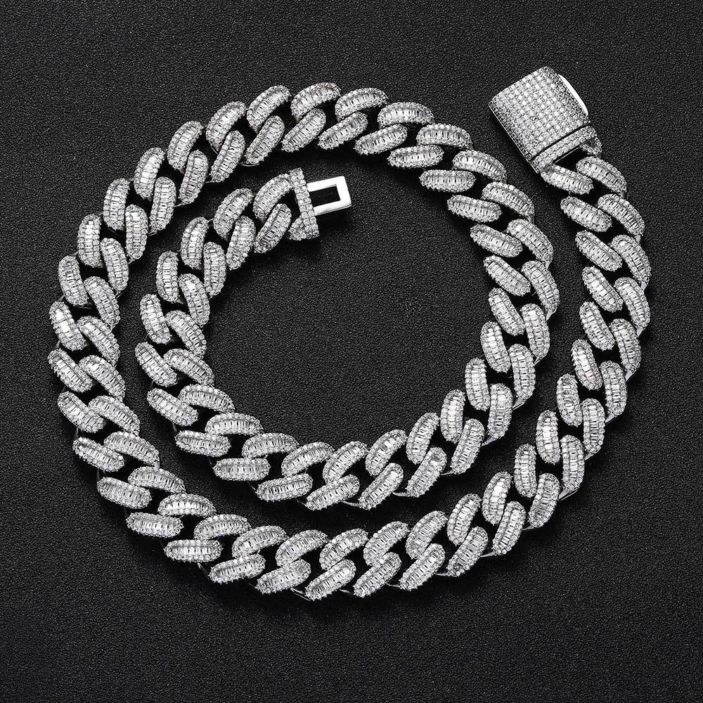 Hip Hop Men's Cuban Chain 15mm Mixed T Cubic Zirconia Necklace Jewelry