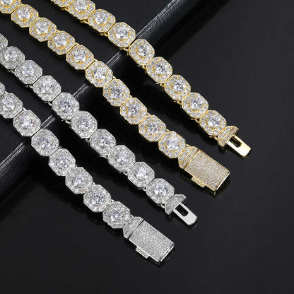 Hip Hop Men's Necklace Luxury Square Rock Sugar Chain Zircon Necklace