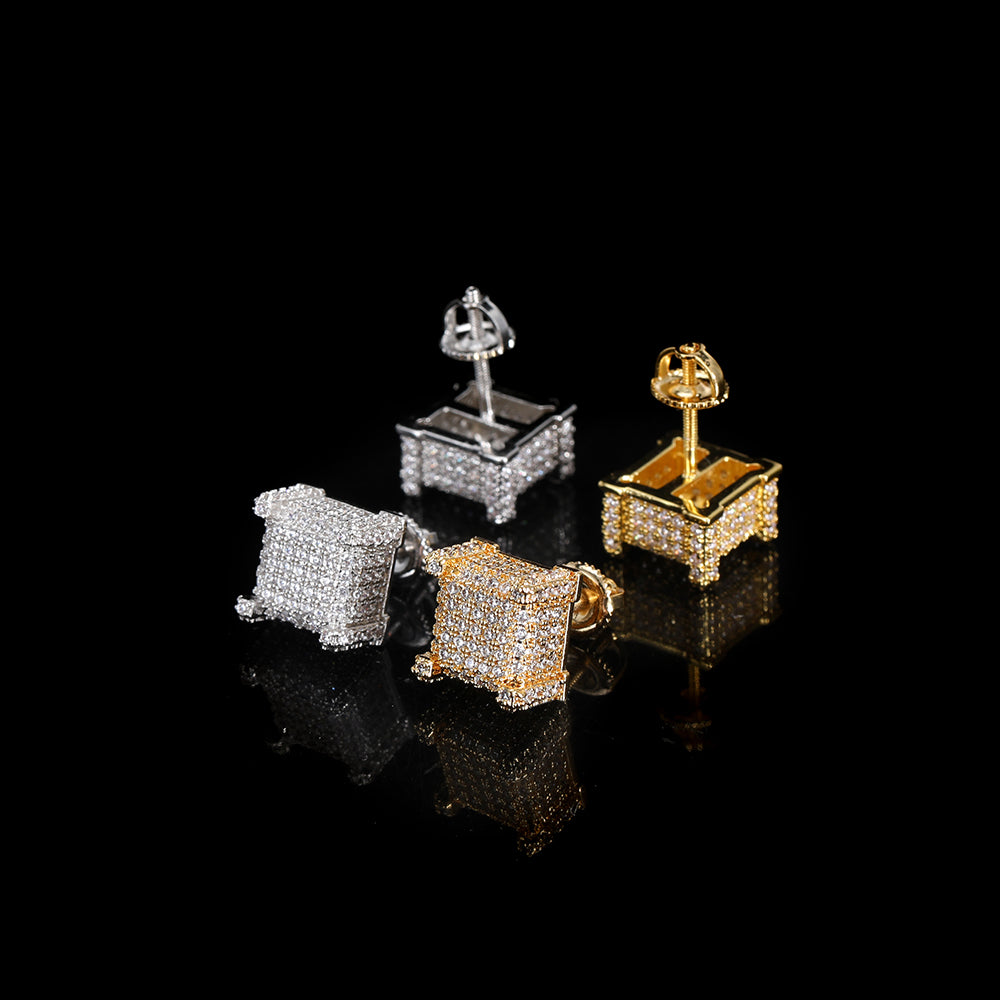 Hip-Hop Zircon Square Earrings Claws Square Earrings