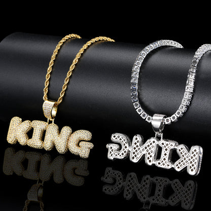 Hip Hop Letter Pendant for Men and Women King Stitching Combination Pendant