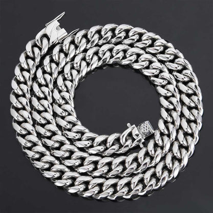 Hip Hop Men's Titanium Steel Necklace Buckle Round Cuban Chain Jewelry